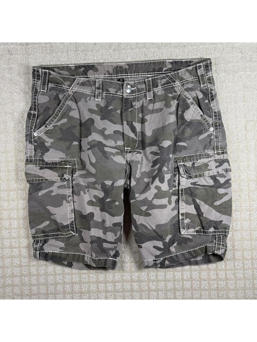 Y2K True Religion Camo Cargo Shorts 38